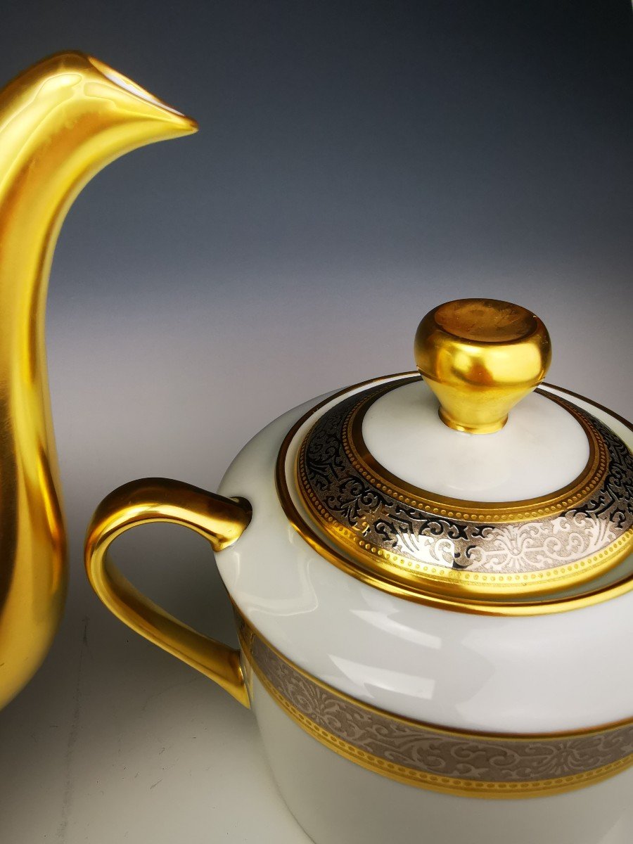 Bernardaud "vulcain" - Tea / Coffee Service - Gold And Platinum Inlay-photo-3