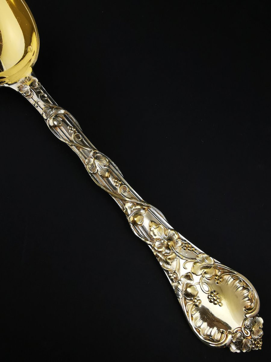 Odiot - "demidoff" - 1 Cuillère à Dessert - Argent Minerve Vermeil 950 (10 Dispo)-photo-2