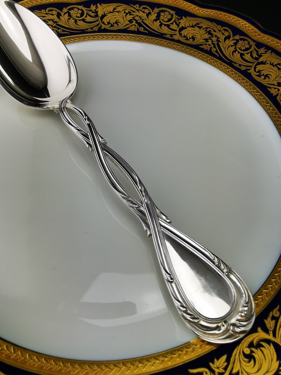 Puiforcat "royal" - 1 Cuiller De Table - 20,5 Cm - Argent Minerve 925-photo-2