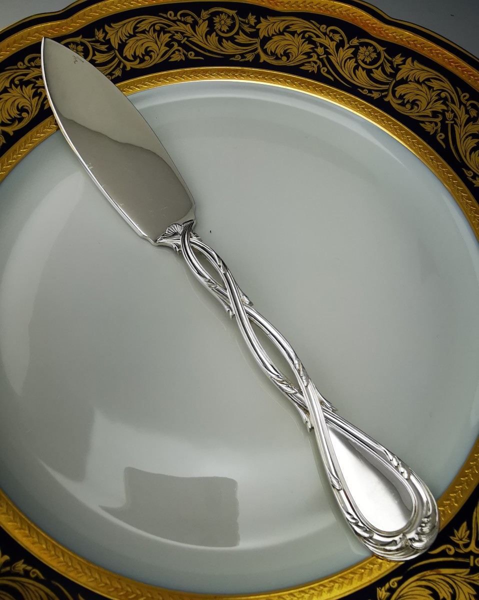 Puiforcat "royal" - 1 Fish Knife - 21.5 Cm - 925 Silver Minerva
