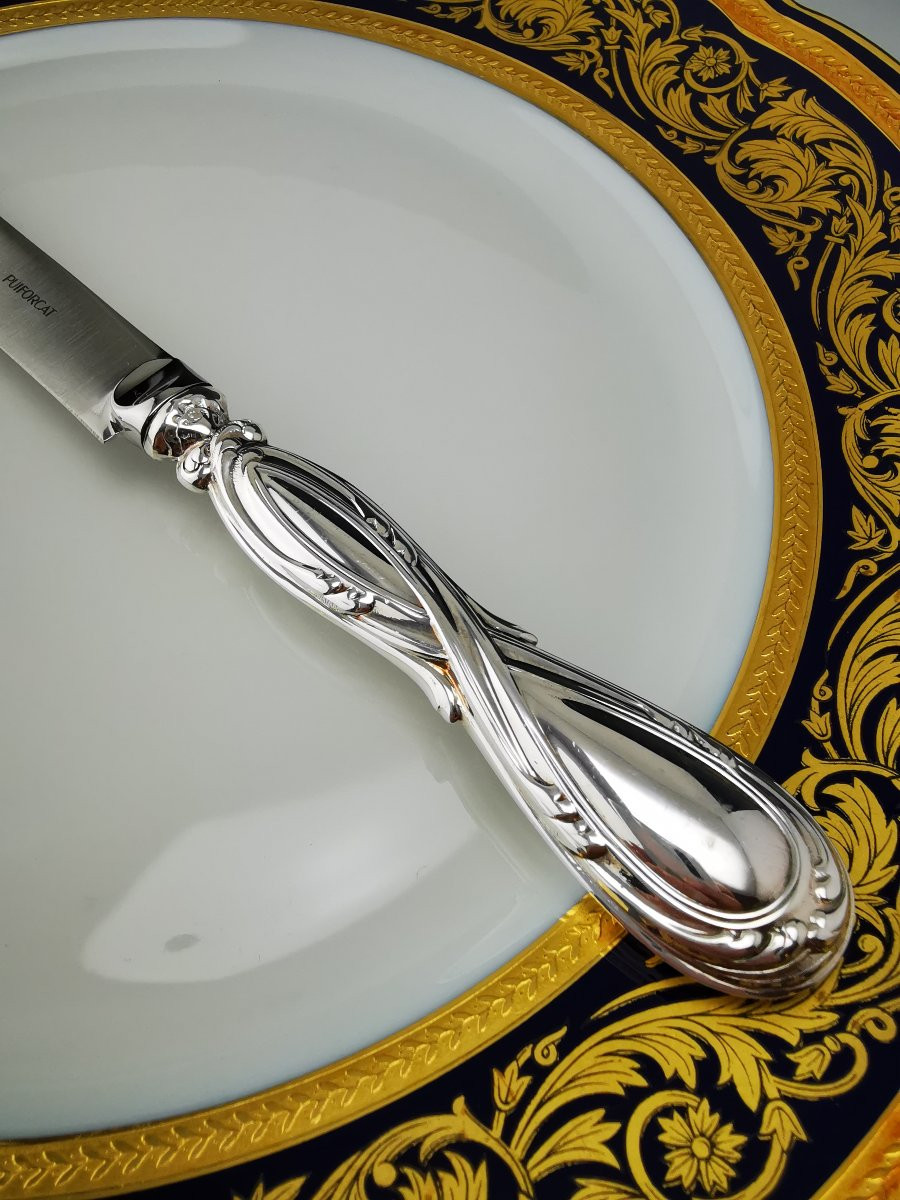 Puiforcat "royal" - 1 Couteau à Dessert - 20,5 Cm - Argent Minerve 925-photo-2