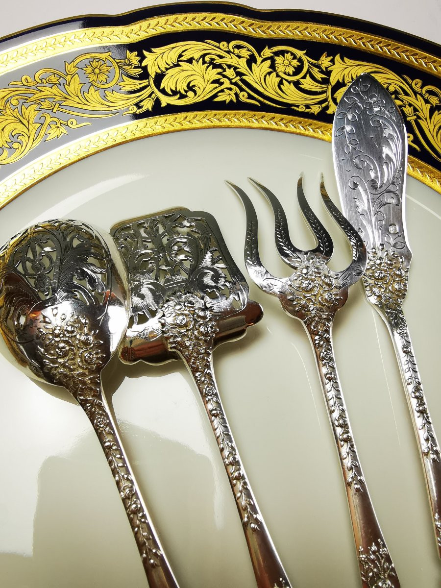 Service à mignardises en argent minerve 4 pcs - MO: Veuve COMPERE-photo-4