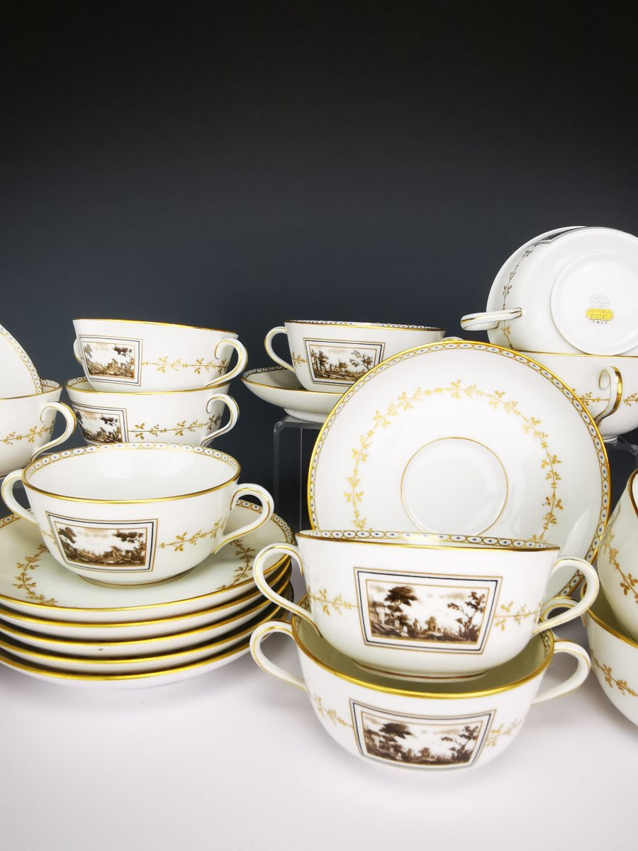 Richard Ginori "fiesole" - 1 Bouillon Bowl And Saucer-photo-3