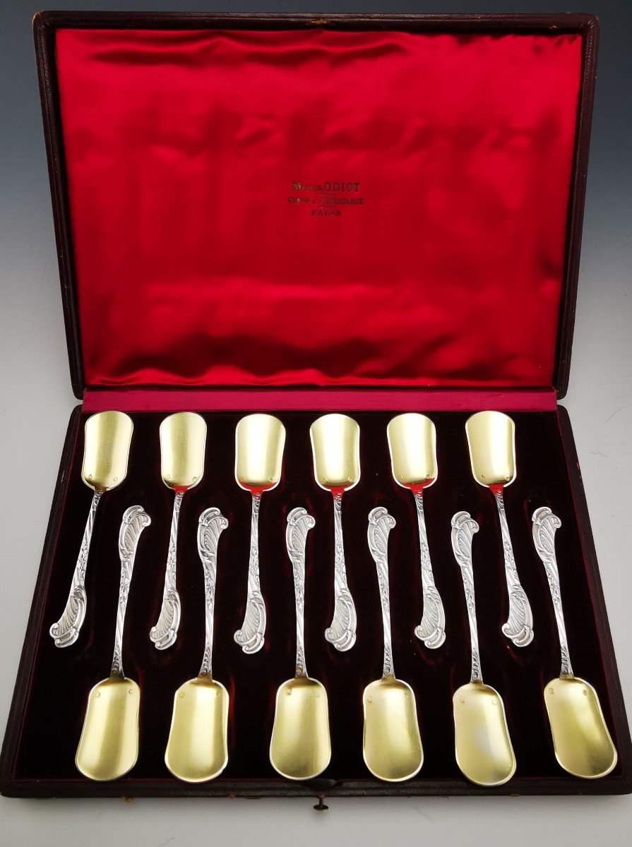 ODIOT - Coffret de 12 pelles à glace - Argent minerve vermeil
