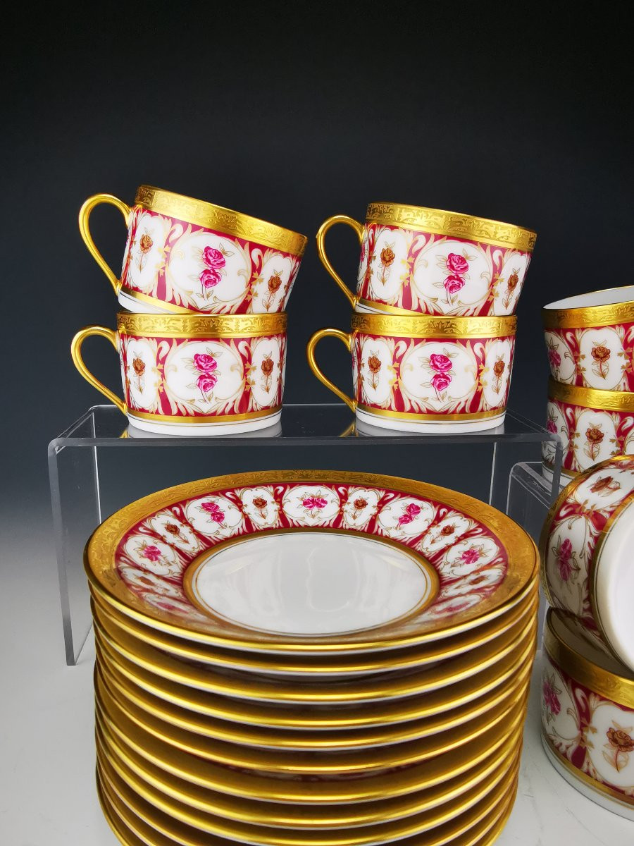 Ch.field Haviland & C. Parlon - "roses d'Or" - Tea/coffee Service For 12 People - 52 Pieces-photo-2