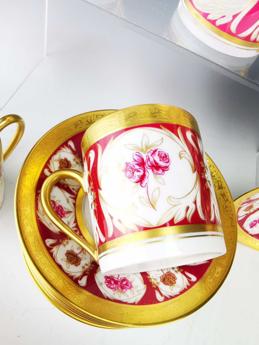 Ch.field Haviland & C. Parlon - "roses d'Or" - Tea/coffee Service For 12 People - 52 Pieces-photo-3