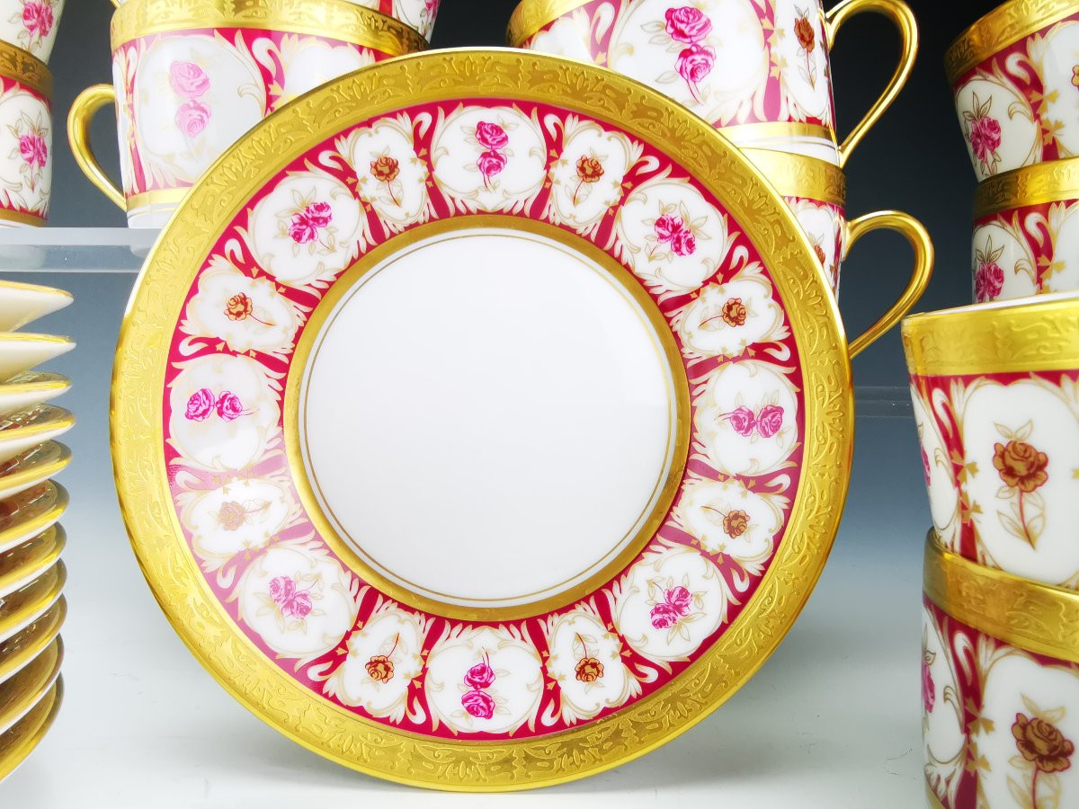 Ch.field Haviland & C. Parlon - "roses d'Or" - Tea/coffee Service For 12 People - 52 Pieces-photo-8