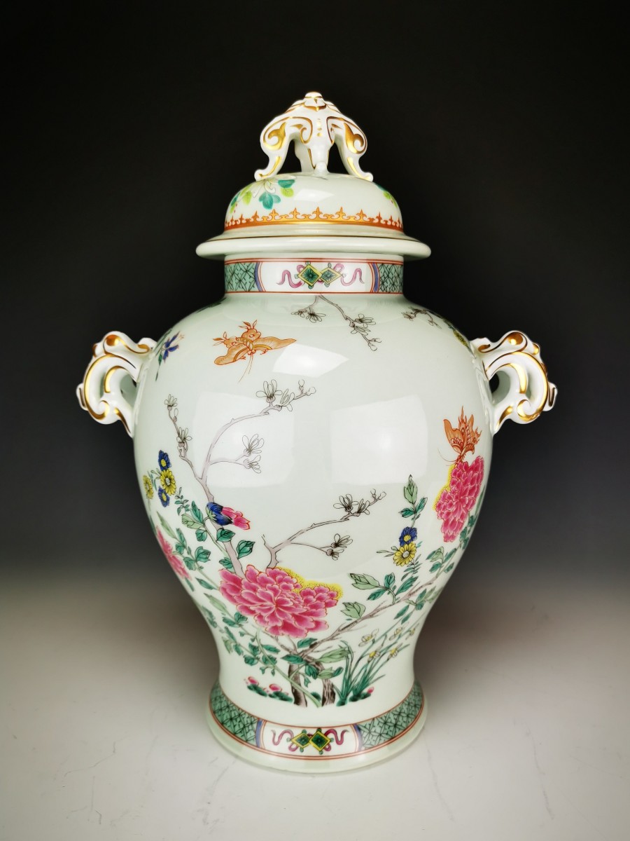 HAVILAND Limoges pour PUIFORCAT - Large Vase - "Kien Long"