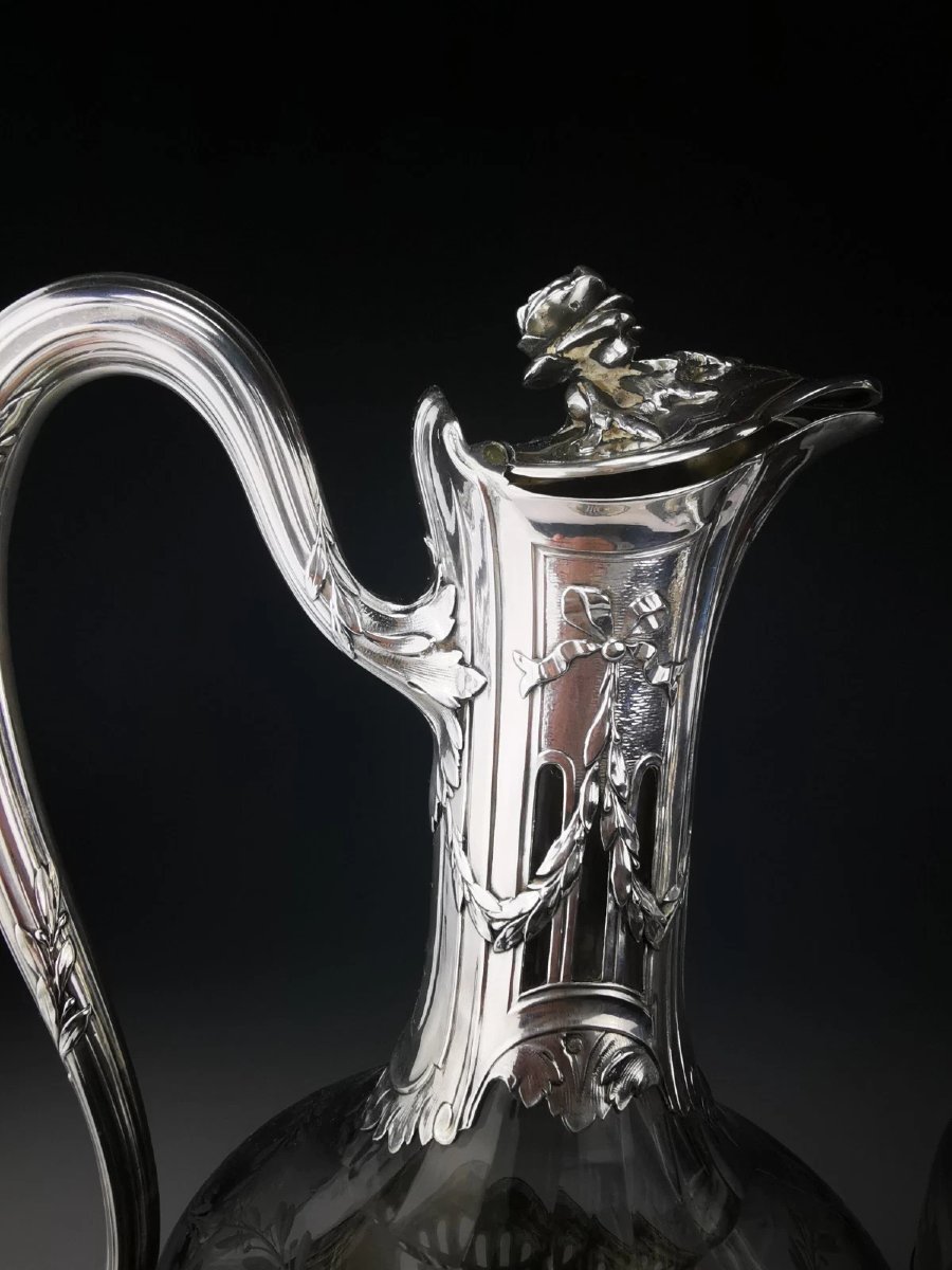 Puiforcat - Paire d'Aiguières en Argent (950) et Cristal-photo-3