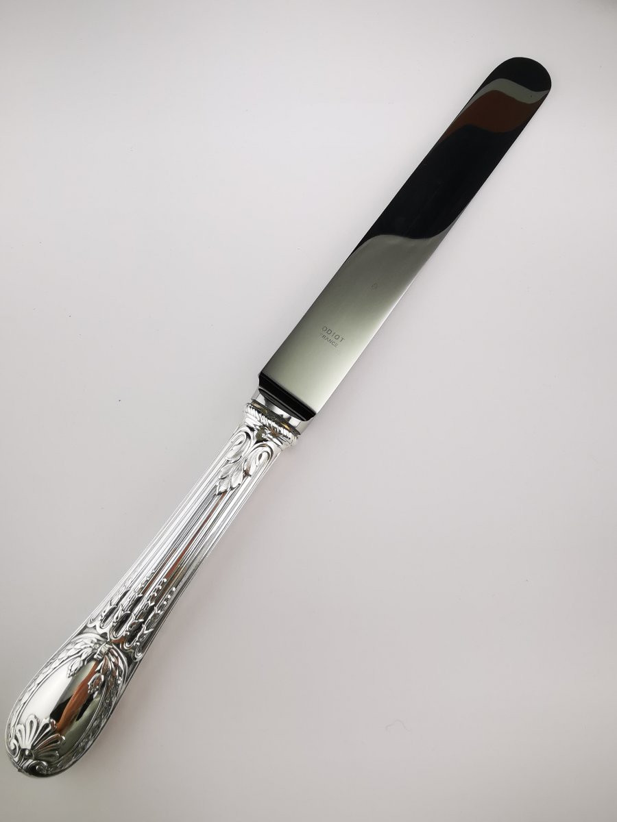 Odiot - "Louveciennes" - 6 Couteaux de Table (NEUF) - Argent Minerve-photo-3