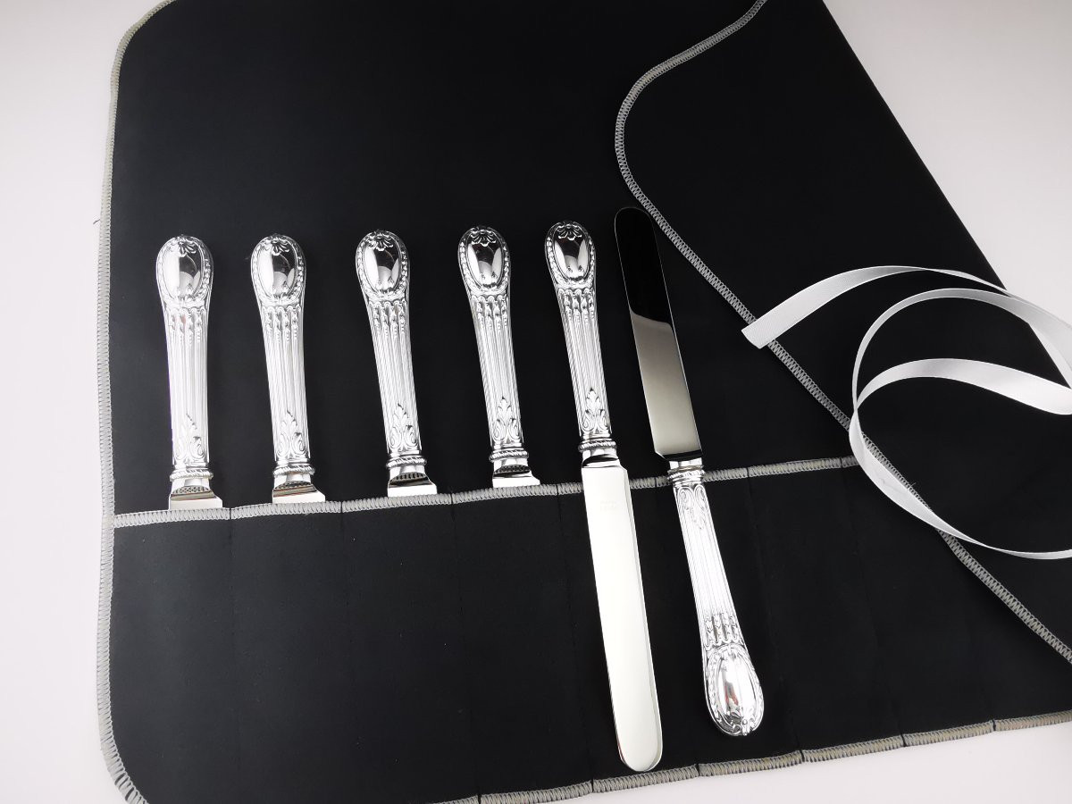 Odiot - "Louveciennes" - 6 Couteaux à Dessert (NEUF) - Argent Minerve-photo-4