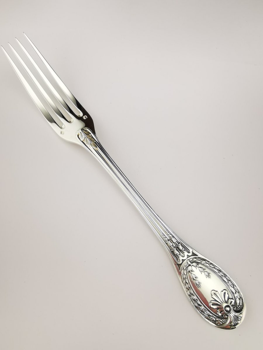 Odiot - "Louveciennes" - 6 Fourchettes à dessert (NEUF) - Argent Minerve-photo-1