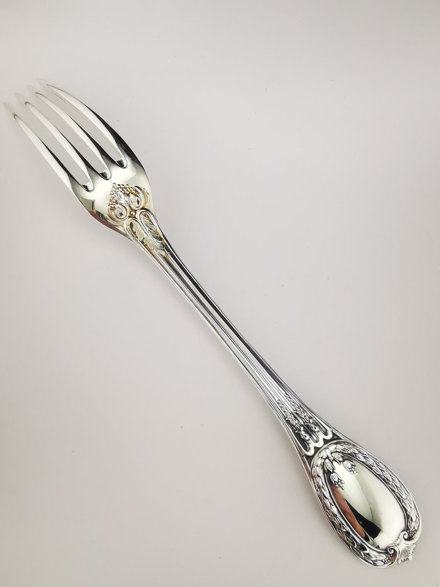 Odiot - "Louveciennes" - 6 Fourchettes à dessert (NEUF) - Argent Minerve-photo-2