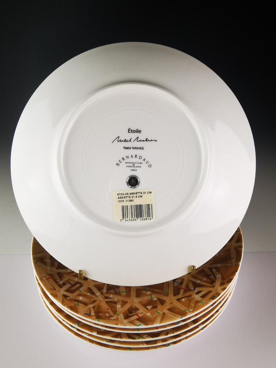 Bernardaud "Etoile" - par Nabil NAHAS - 6 Assiettes à Dessert ø 21 Cm-photo-4