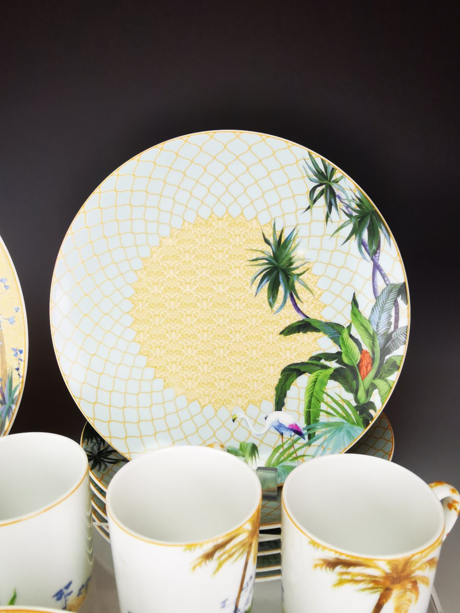 Bernardaud Limoges - "tropiques" Model - Coffee/dessert Service For 6 People-photo-3