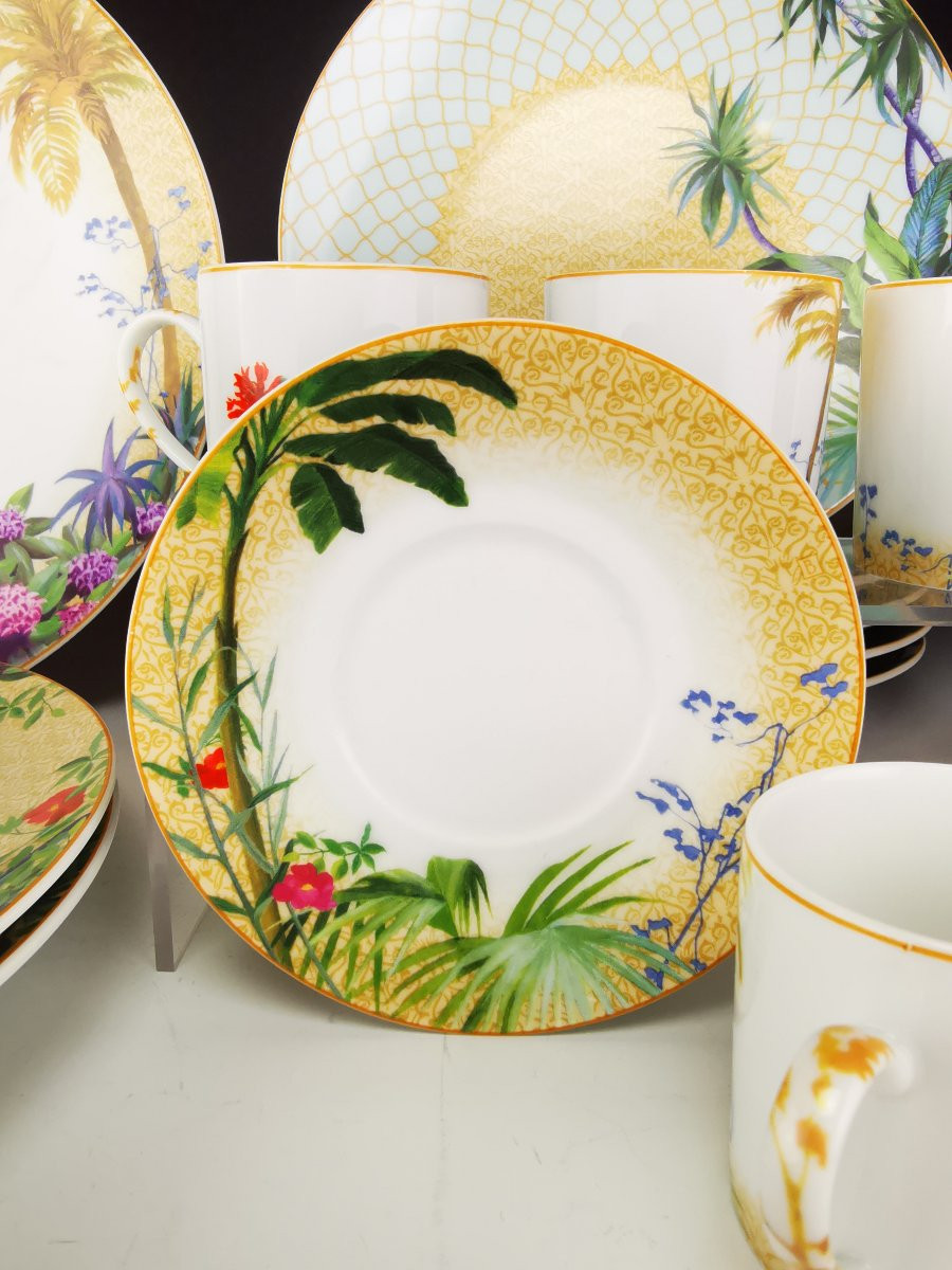 Bernardaud Limoges - "tropiques" Model - Coffee/dessert Service For 6 People-photo-1