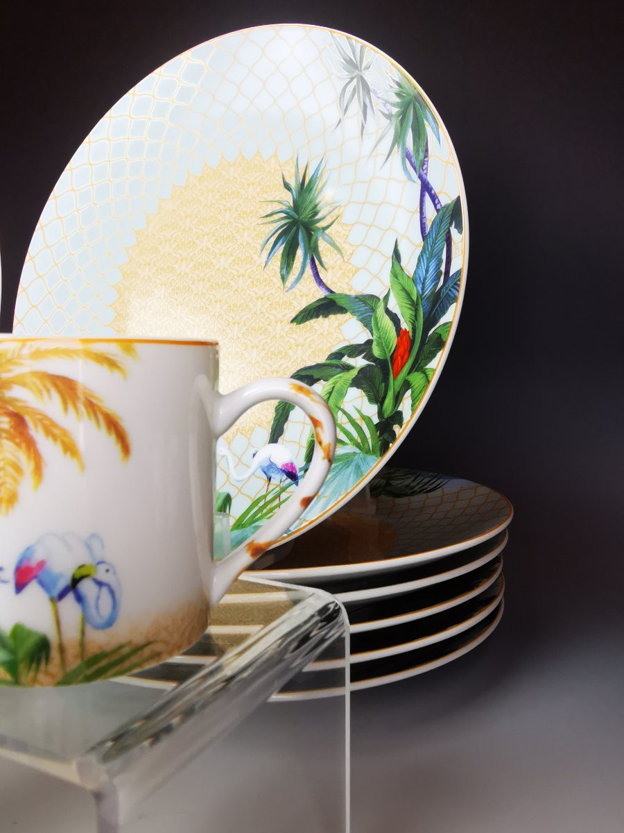 Bernardaud Limoges - "tropiques" Model - Coffee/dessert Service For 6 People-photo-3