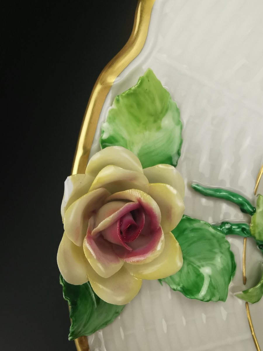 Raynaud - Limoges Porcelain - Tureen And Tray Decorated With Bas-relief Flowers-photo-7