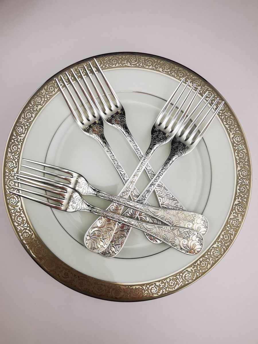 Christofle "jardin d'Eden" - 1 Table Fork 20.5 Cm - Silver-plated Metal - (several Available)-photo-2