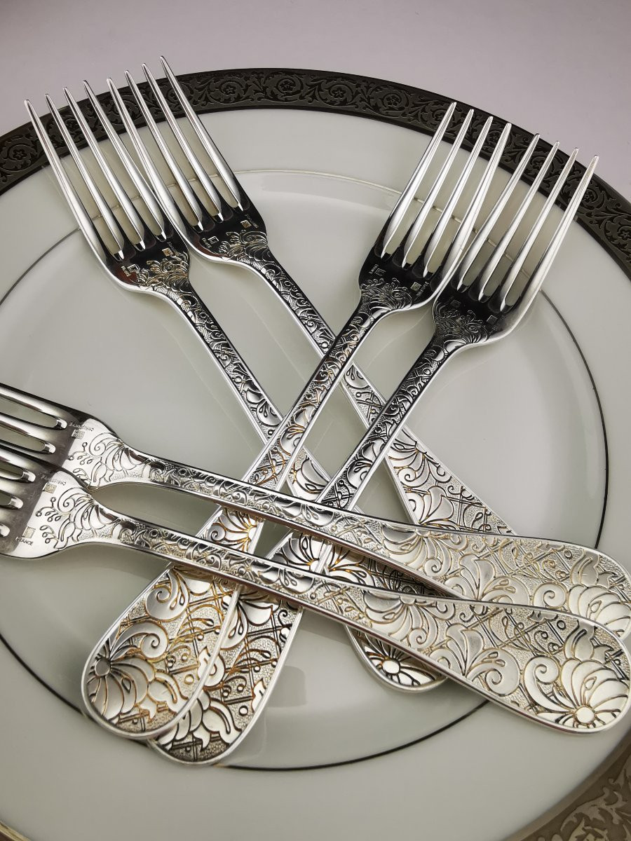 Christofle "jardin d'Eden" - 1 Table Fork 20.5 Cm - Silver-plated Metal - (several Available)-photo-3