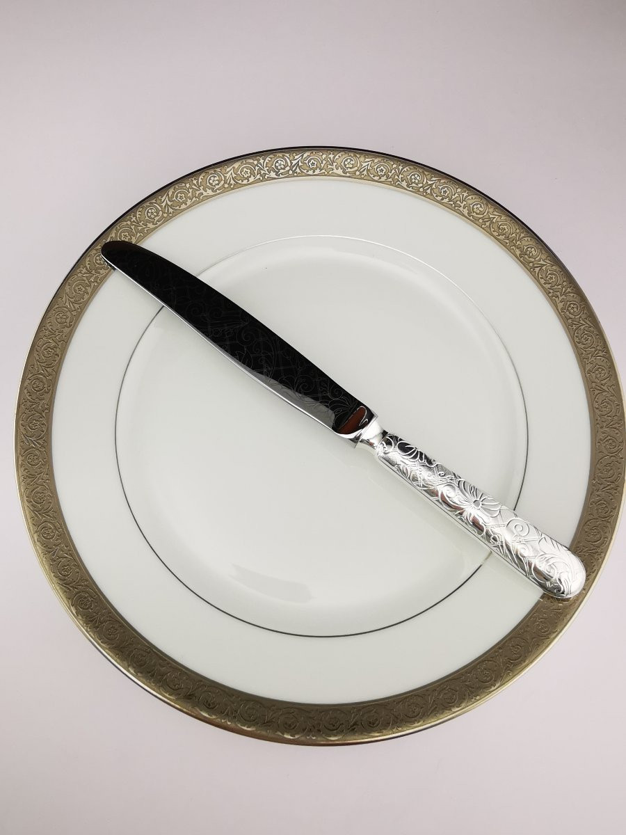 Christofle "jardin d' Eden" - 1 Table Knife 24.5 Cm - Silver-plated Metal - (several Available)-photo-3