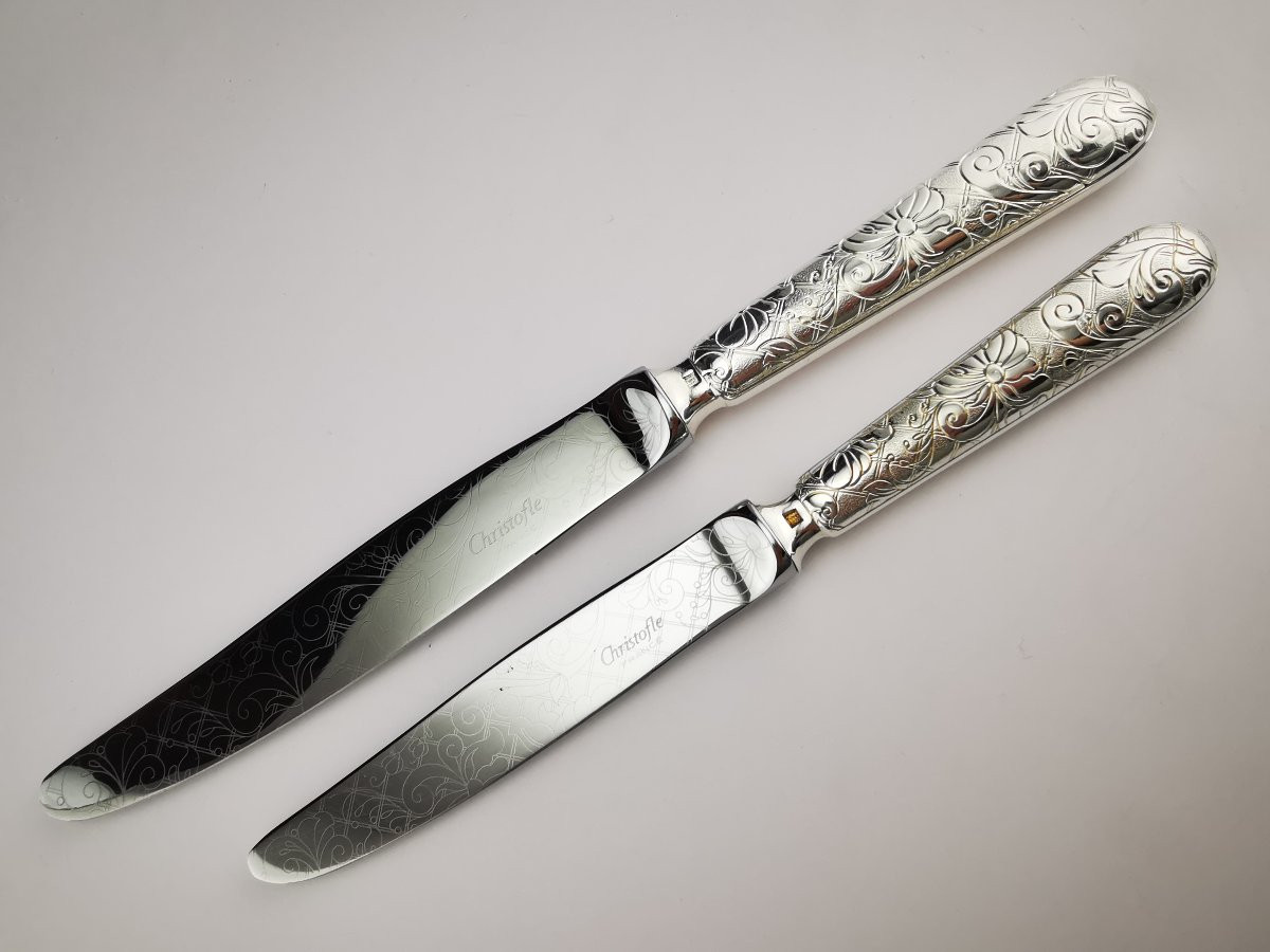 Christofle "jardin d' Eden" - 1 Table Knife 24.5 Cm - Silver-plated Metal - (several Available)-photo-3