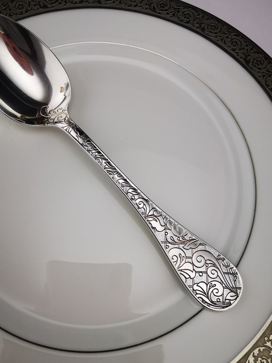 Christofle "jardin d'Eden" - 1 Dessert Spoon 17 Cm - Silver Plated Metal - (several Available)-photo-2
