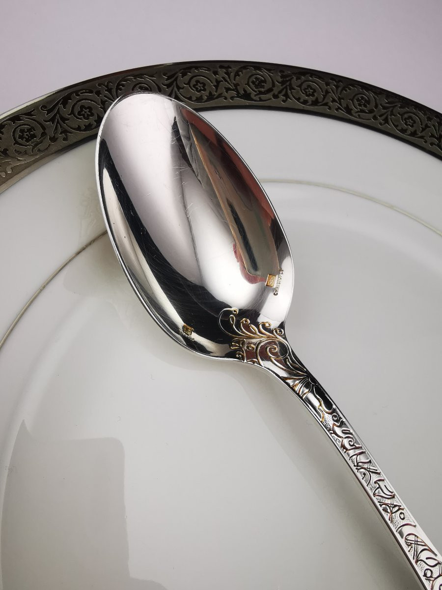 Christofle "jardin d'Eden" - 1 Dessert Spoon 17 Cm - Silver Plated Metal - (several Available)-photo-3