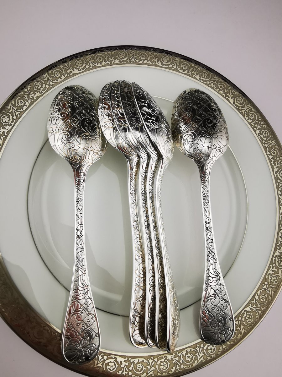 Christofle "jardin d'Eden" - 1 Dessert Spoon 17 Cm - Silver Plated Metal - (several Available)-photo-2