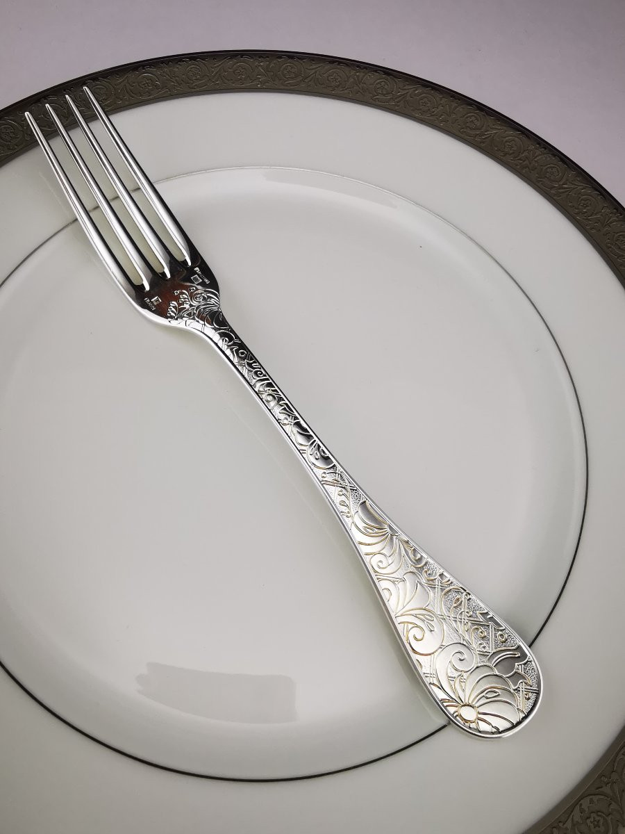 CHRISTOFLE "Jardin d'Eden" - 1 Fourchette à dessert 17 cm - Métal argenté - (plusieurs dispo)-photo-2