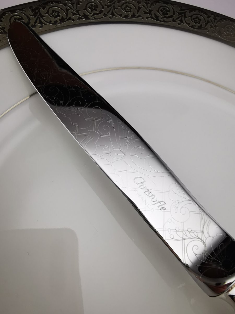 CHRISTOFLE "Jardin d'Eden" - 1 Couteau à dessert 20,5 cm - Métal argenté - (plusieurs dispo)-photo-3
