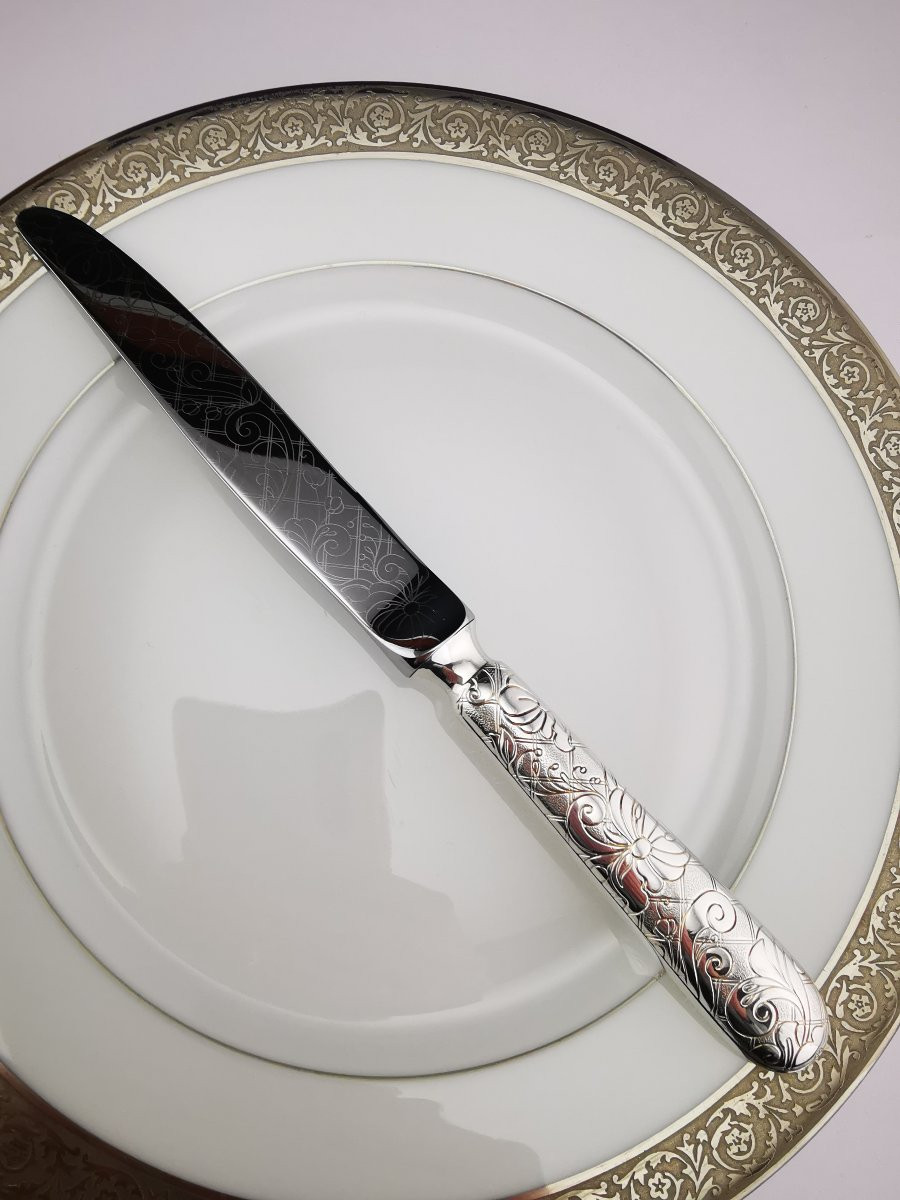 CHRISTOFLE "Jardin d'Eden" - 1 Couteau à dessert 20,5 cm - Métal argenté - (plusieurs dispo)-photo-4