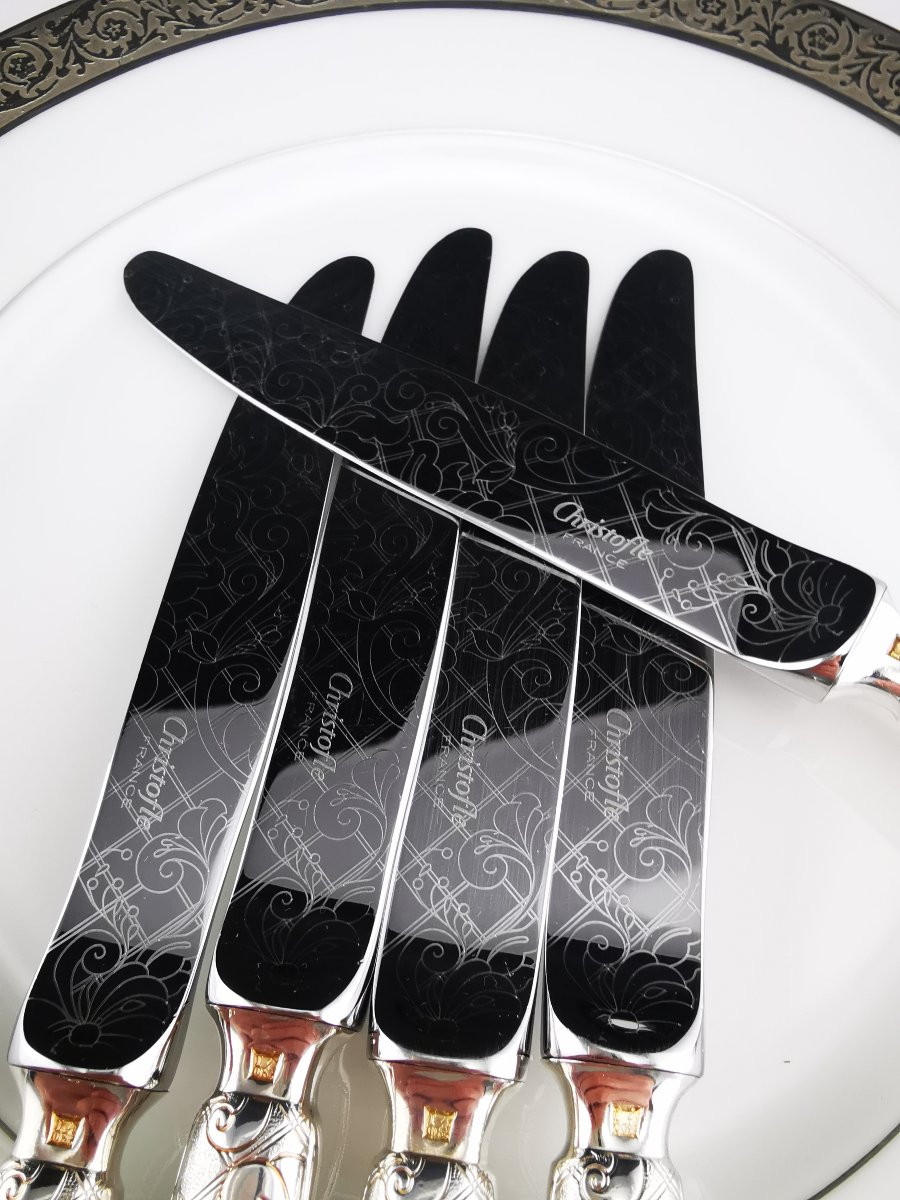 CHRISTOFLE "Jardin d'Eden" - 1 Couteau à dessert 20,5 cm - Métal argenté - (plusieurs dispo)-photo-1