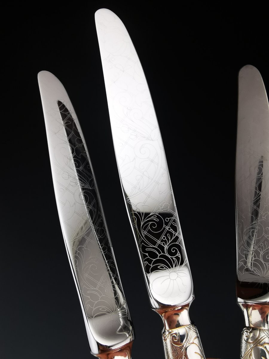 CHRISTOFLE "Jardin d'Eden" - 1 Couteau à dessert 20,5 cm - Métal argenté - (plusieurs dispo)-photo-3