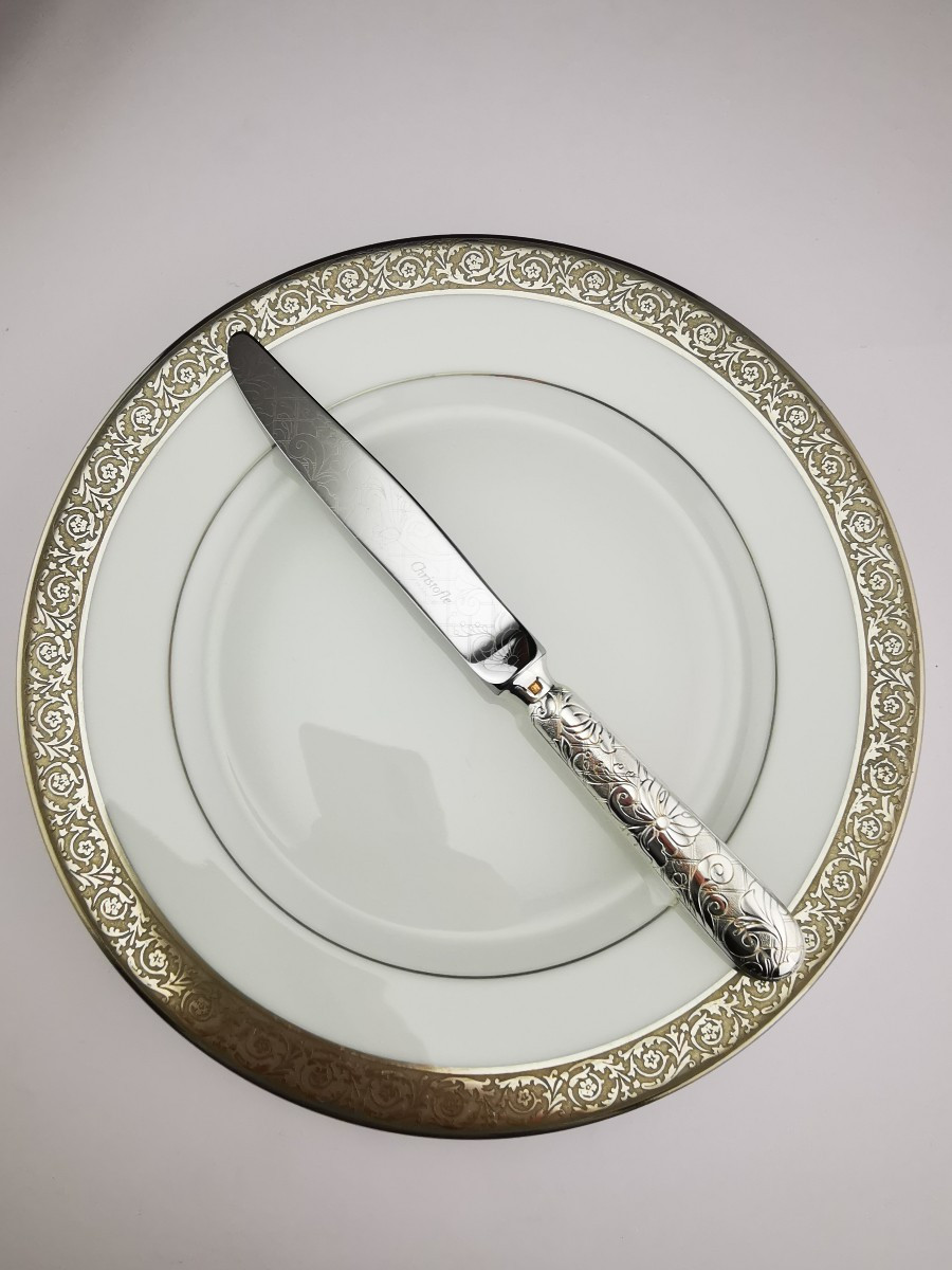 CHRISTOFLE "Jardin d'Eden" - 1 Couteau à dessert 20,5 cm - Métal argenté - (plusieurs dispo)