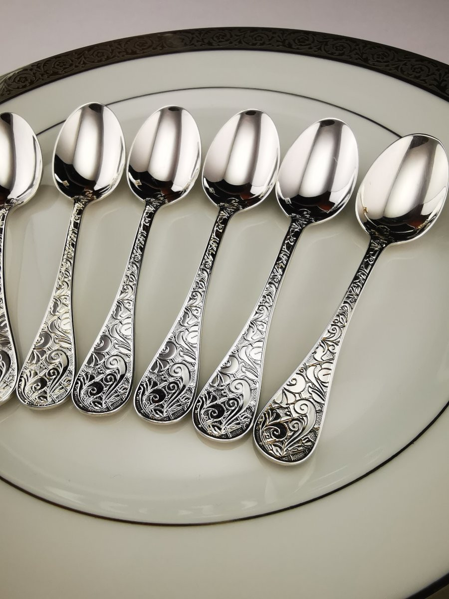 CHRISTOFLE "Jardin d'Eden" - 1 cuillère à expresso 10 cm - Métal argenté - (plusieurs dispo)-photo-2