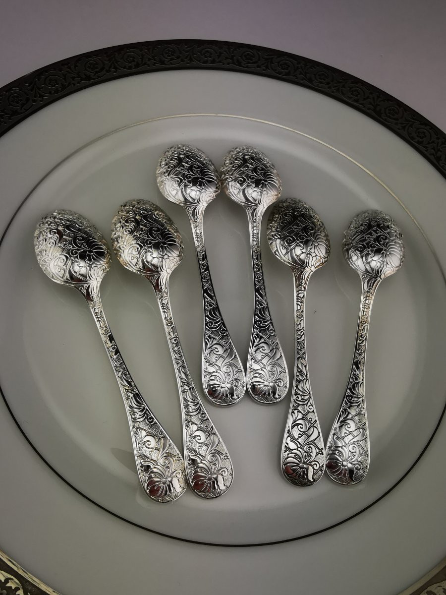 CHRISTOFLE "Jardin d'Eden" - 1 cuillère à expresso 10 cm - Métal argenté - (plusieurs dispo)-photo-3