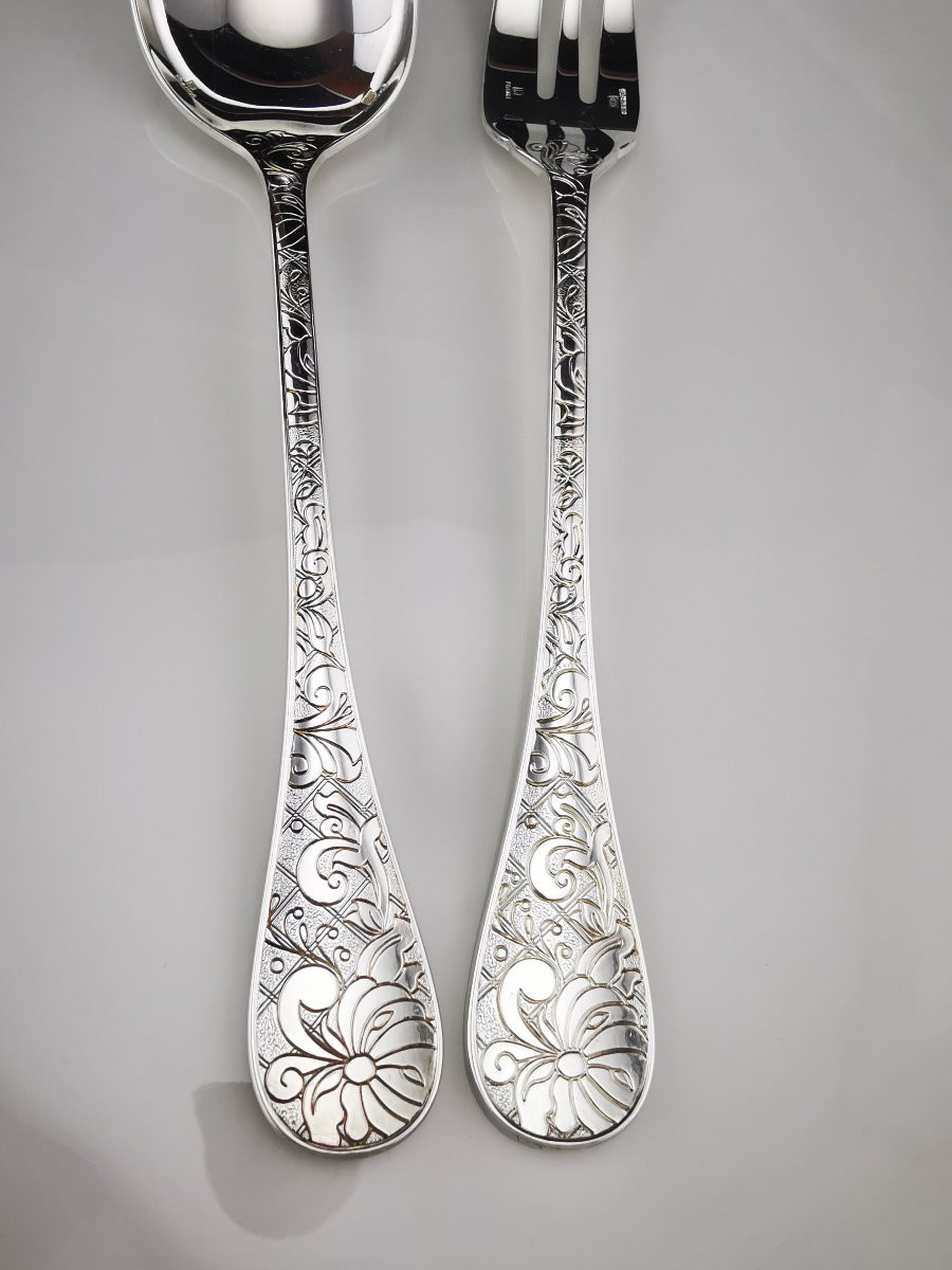 Christofle "jardin d' Eden" - 2-piece Serving Set - Silver Plated -photo-3