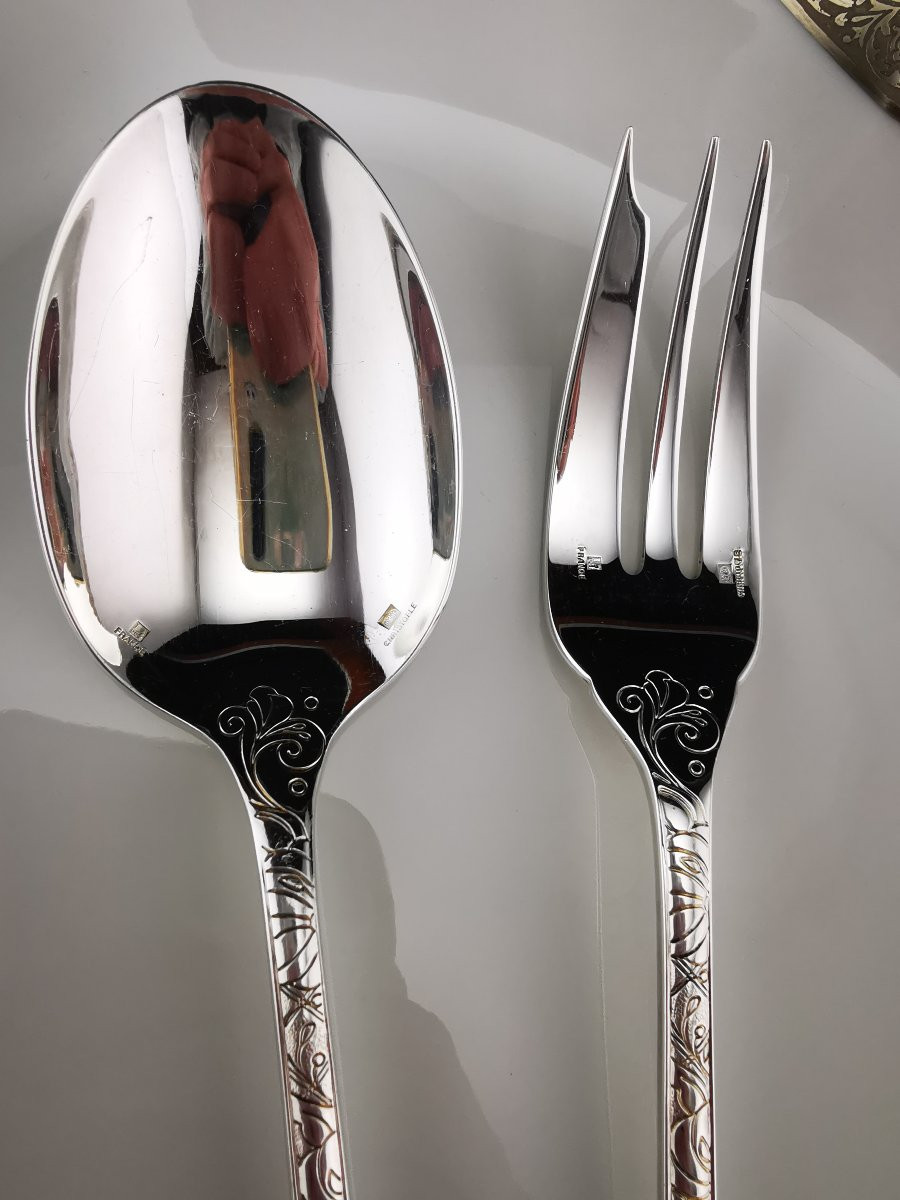 Christofle "jardin d' Eden" - 2-piece Serving Set - Silver Plated -photo-4