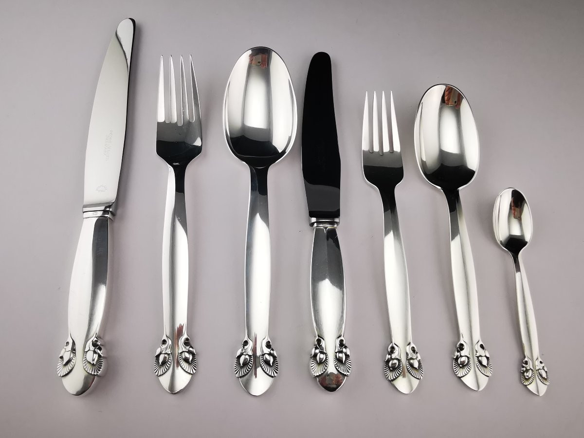 Georg Jensen - "bittersweet" - Sterling Silver - Service For 12 (93 Pcs)-photo-7