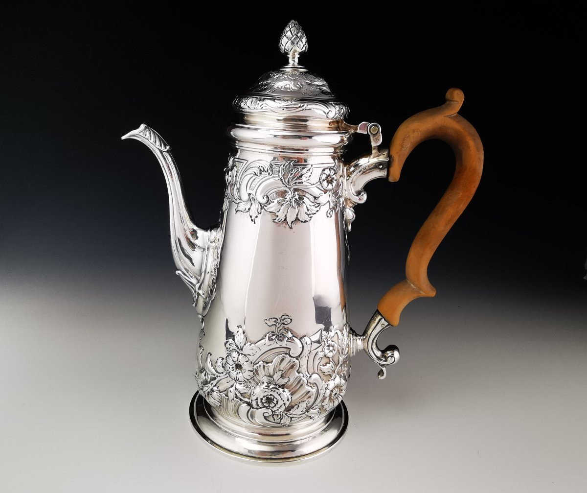 Cafetière en argent massif sterling – George III – Londres 1776-photo-5