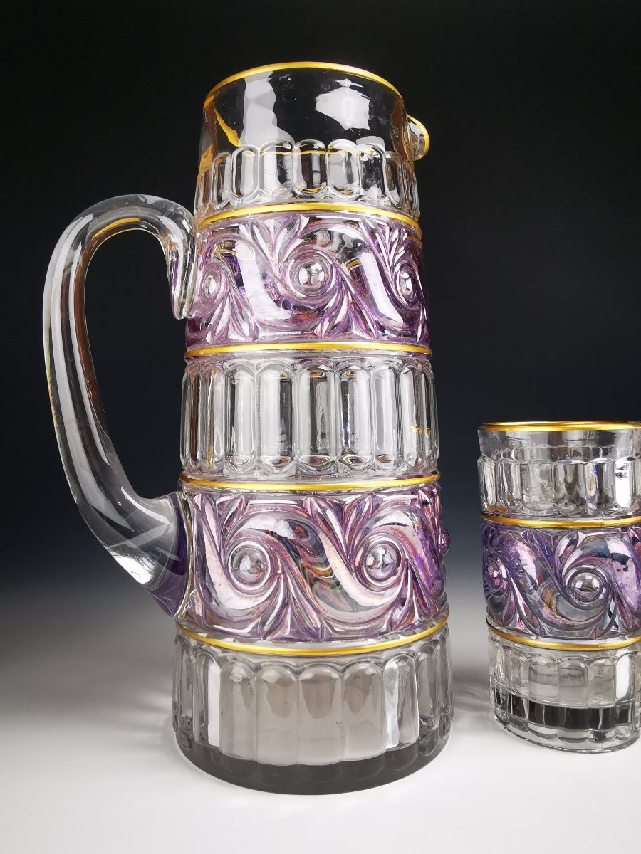 Baccarat - Service à Orangeade modèle "Russe" - Violet et Or-photo-4