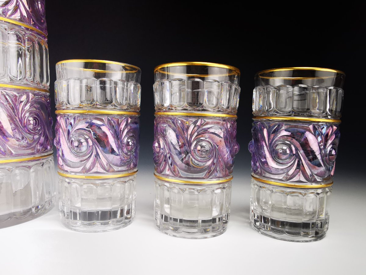 Baccarat - Service à Orangeade modèle "Russe" - Violet et Or-photo-1