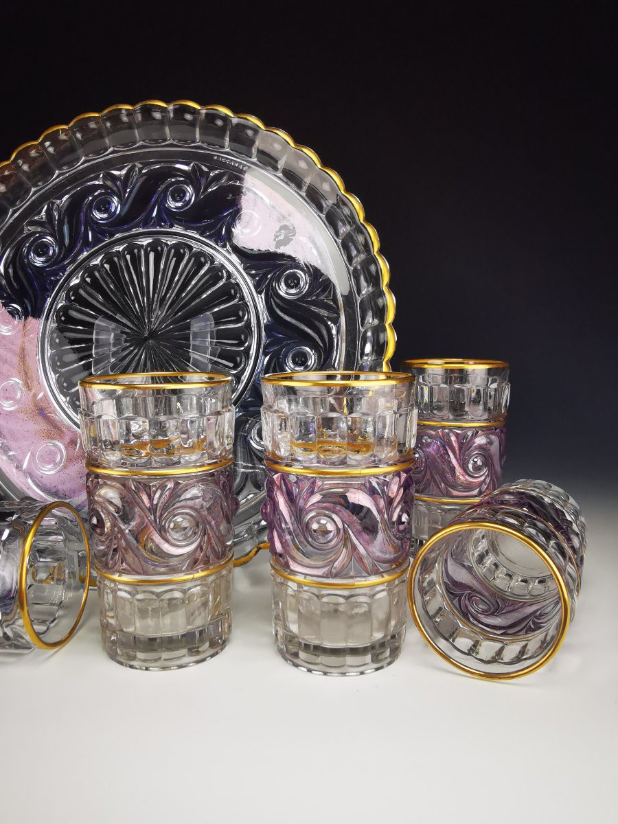 Baccarat - Service à Orangeade modèle "Russe" - Violet et Or-photo-5