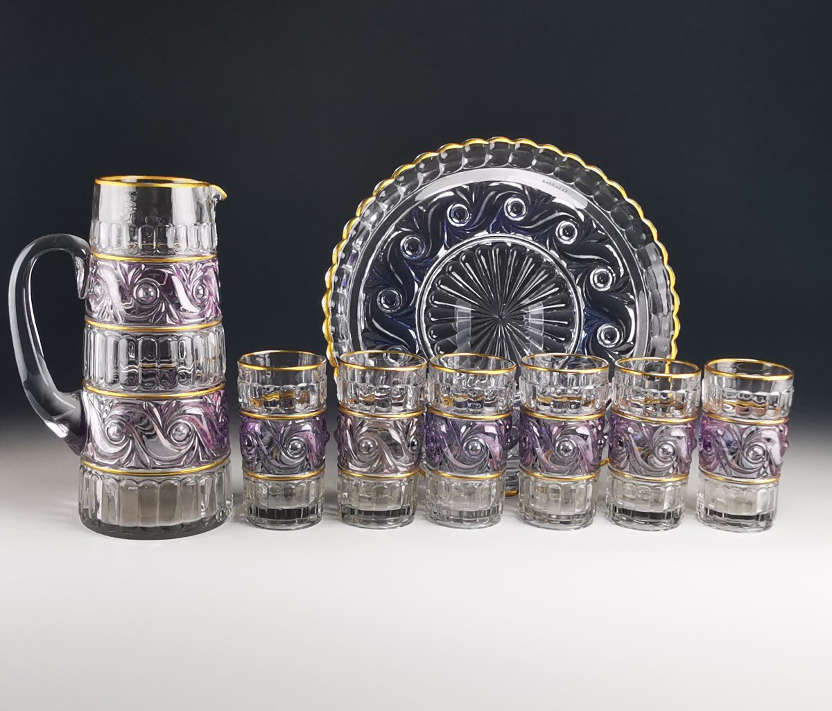 Baccarat - Service à Orangeade modèle "Russe" - Violet et Or-photo-8