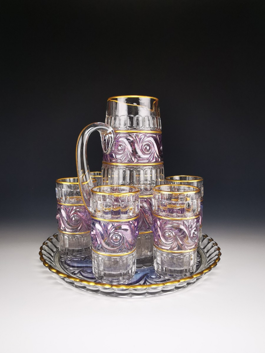 Baccarat - Service à Orangeade modèle "Russe" - Violet et Or