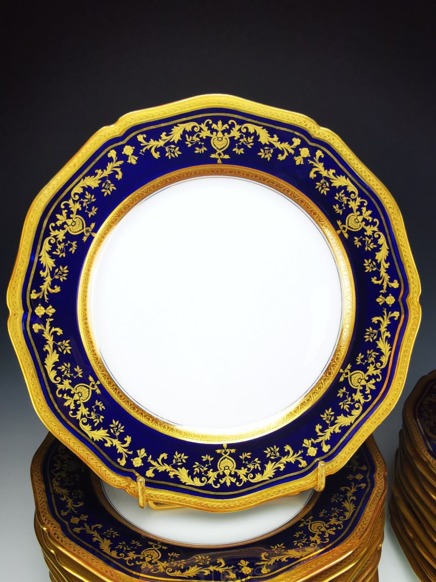 Raynaud - Limoges "grand Siècle" - 1 Dessert Plate ∅ 22.5 Cm - Oven Blue-photo-3
