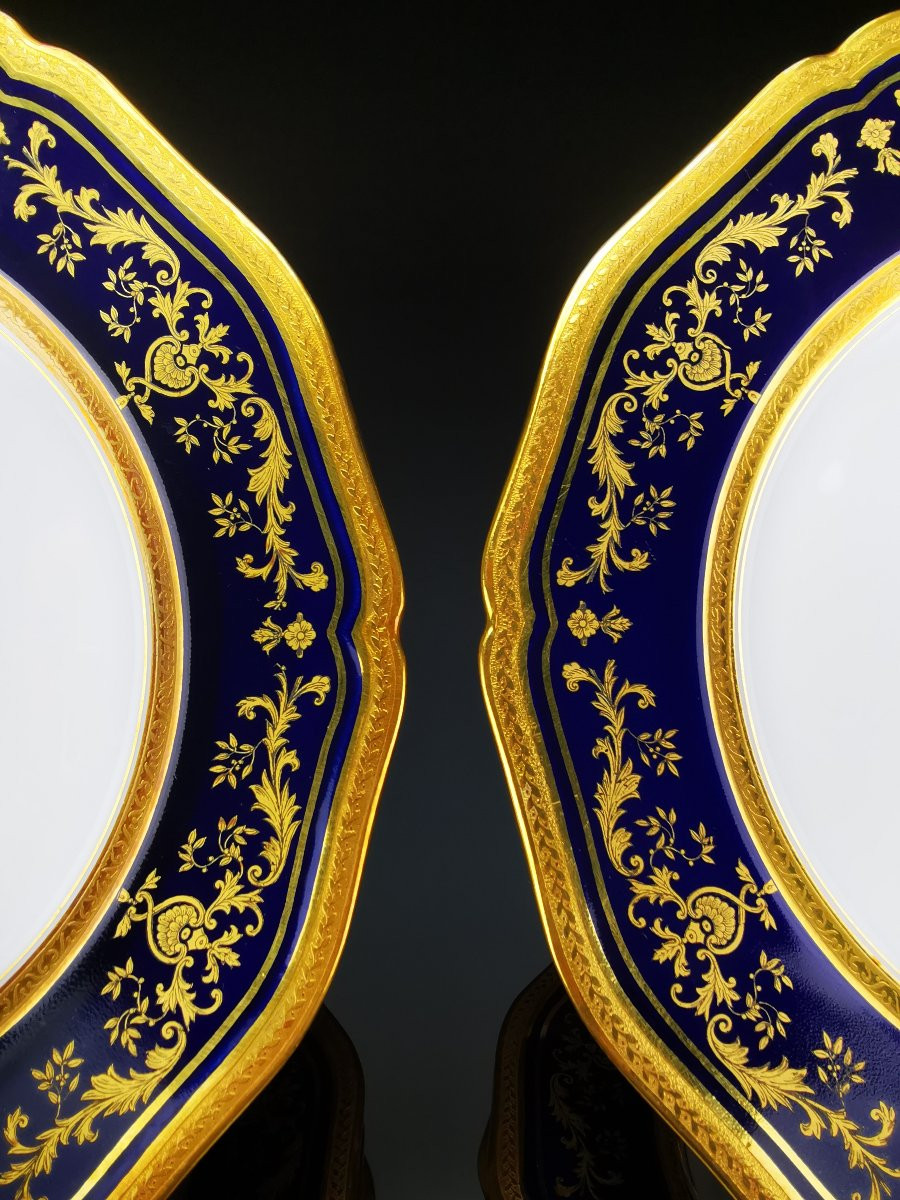 RAYNAUD - Limoges "Grand Siècle" - 1 Assiette de Table ∅ 24,5cm - Bleu de four-photo-6