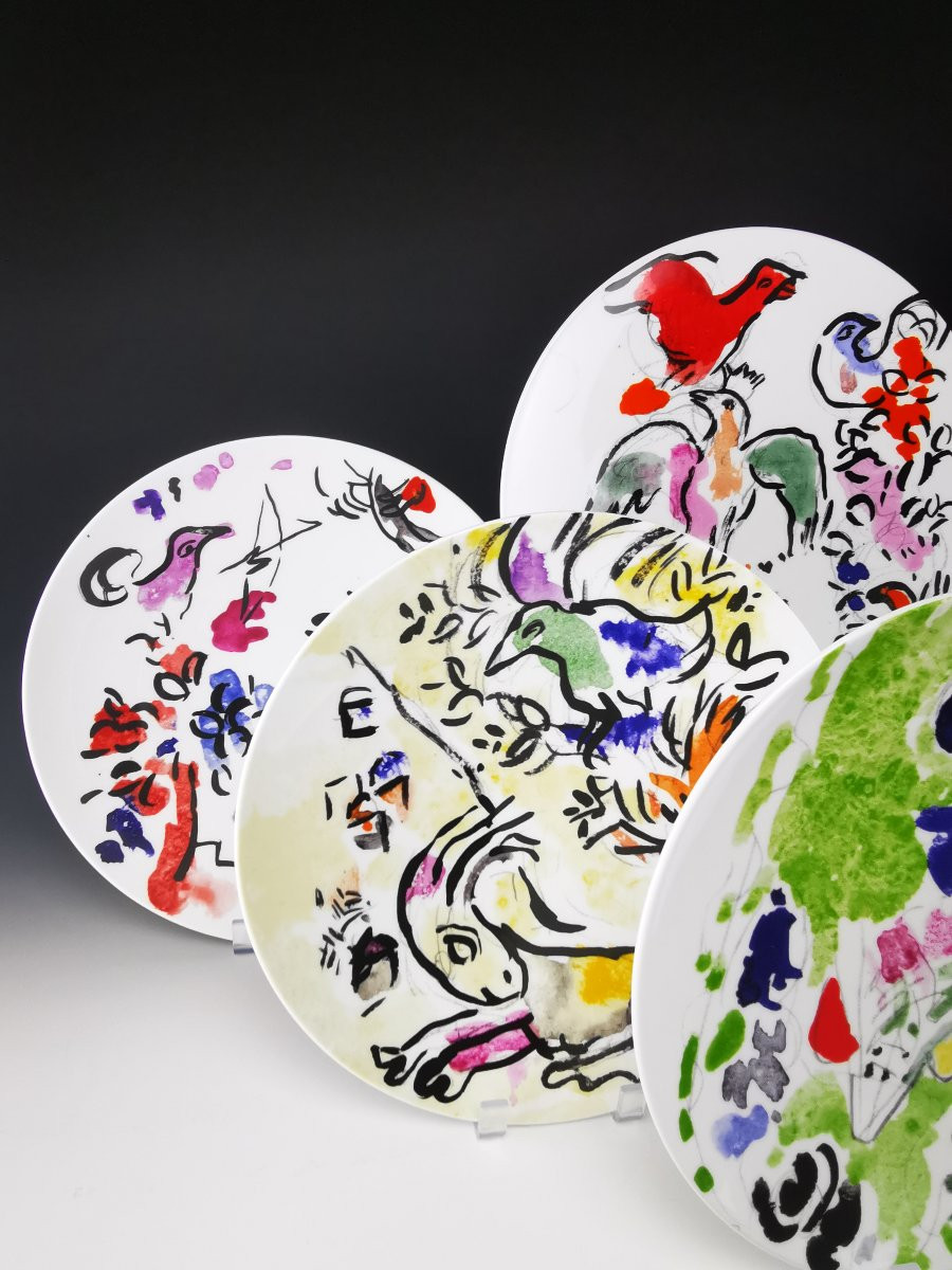 Marc Chagal pour BERNARDAUD - Les Vitraux d'Hadassah 1962 - 1 Assiette de table-photo-2