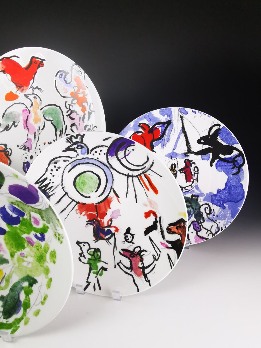 Marc Chagal pour BERNARDAUD - Les Vitraux d'Hadassah 1962 - 1 Assiette de table-photo-3